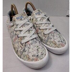 Bob's From Skecher Sneakers Women's 9 Dog Print Slip On Multicolor Pastel